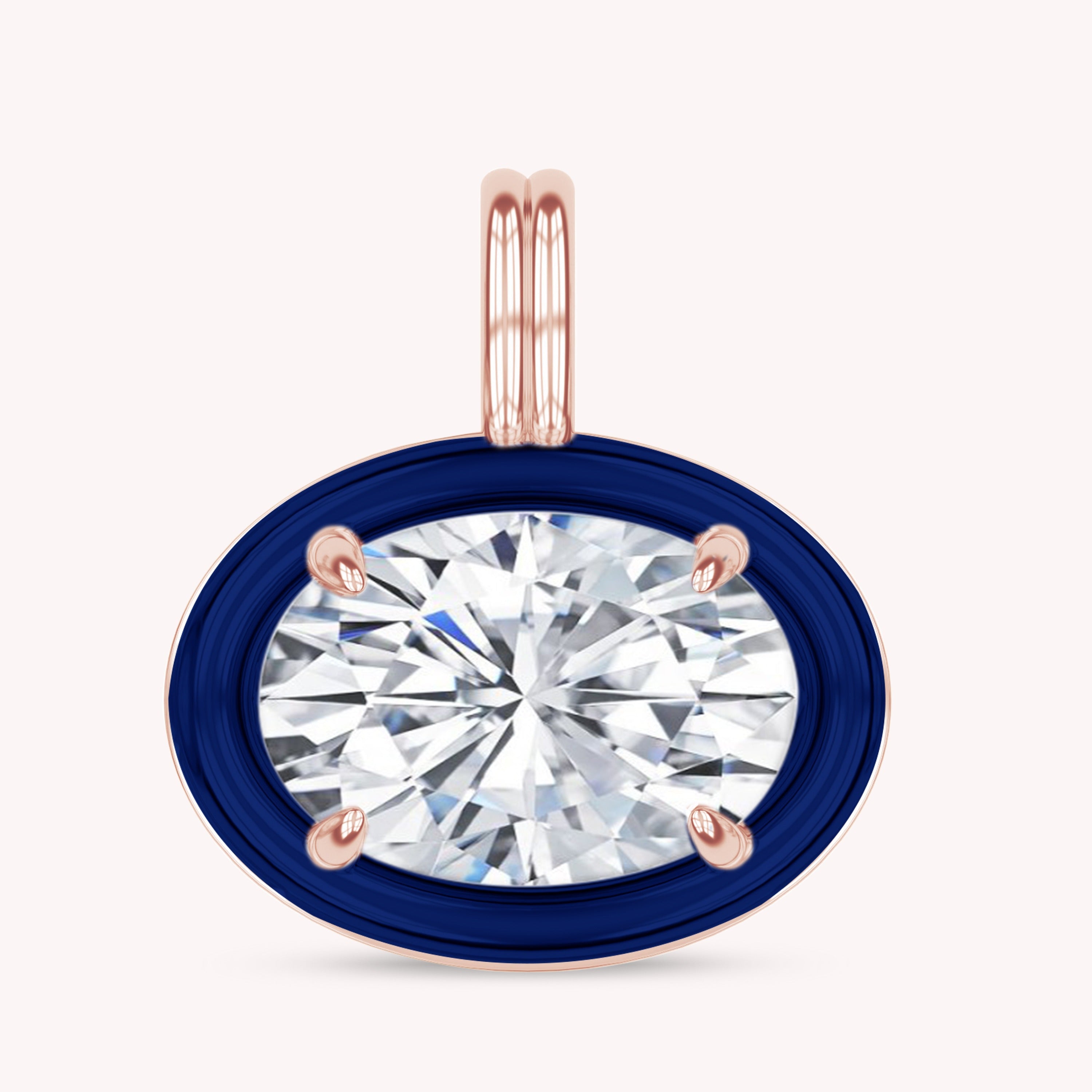 Solitaire Pendant Oval Cut Lab Created Moissanite Diamond