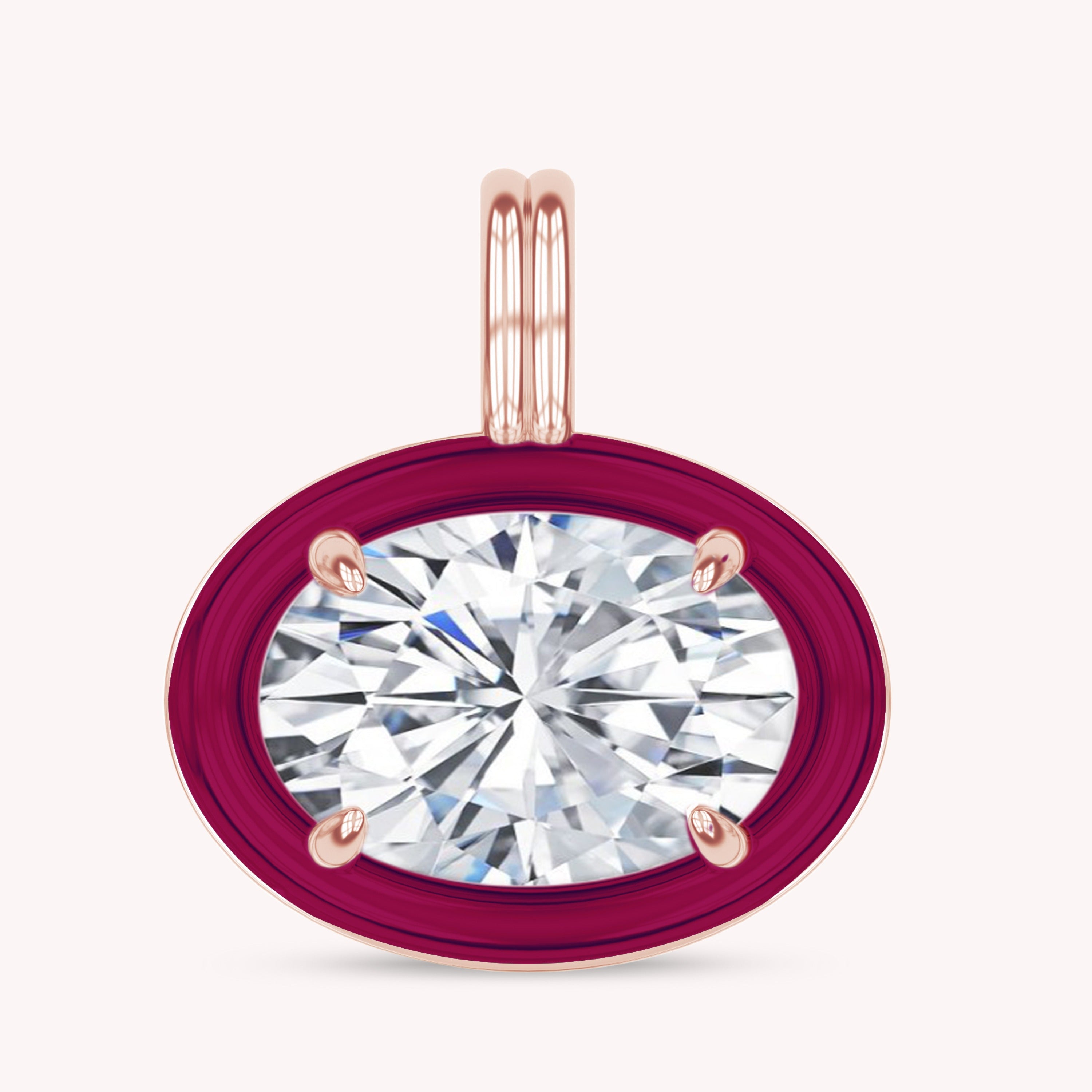 Solitaire Pendant Oval Cut Lab Created Moissanite Diamond