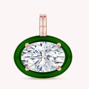 Solitaire Pendant Oval Cut Lab Created Moissanite Diamond