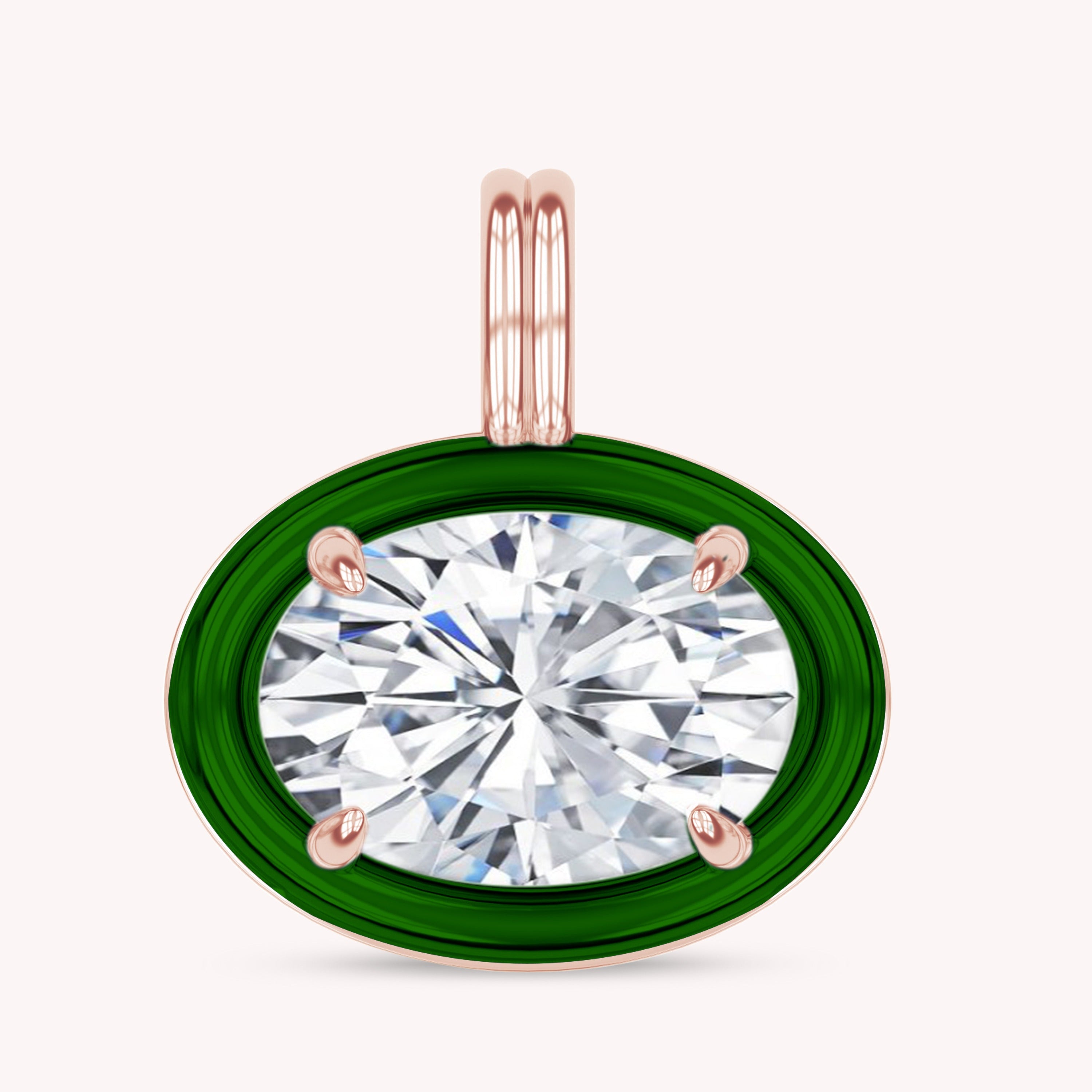 Solitaire Pendant Oval Cut Lab Created Moissanite Diamond