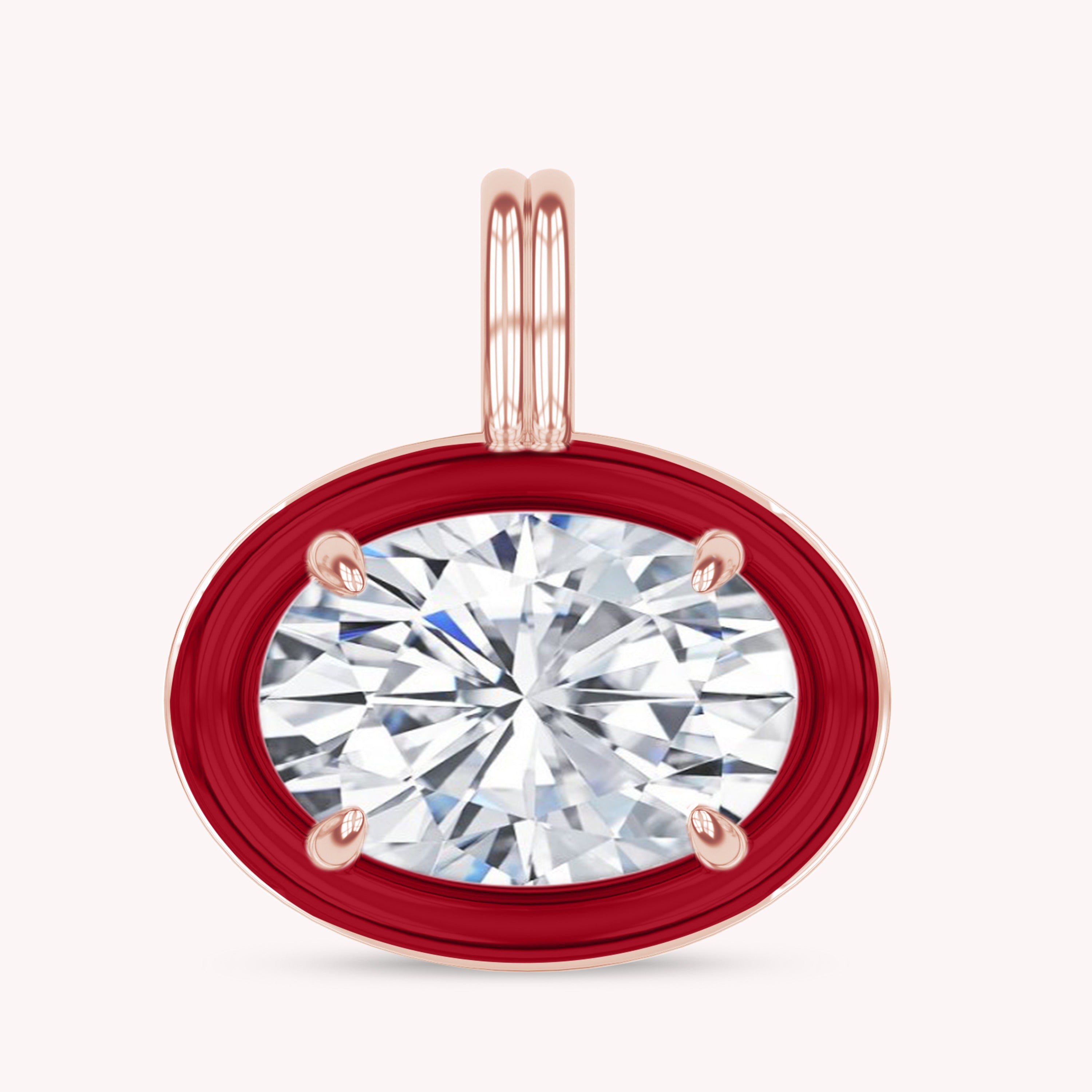 Solitaire Pendant Oval Cut Lab Created Moissanite Diamond