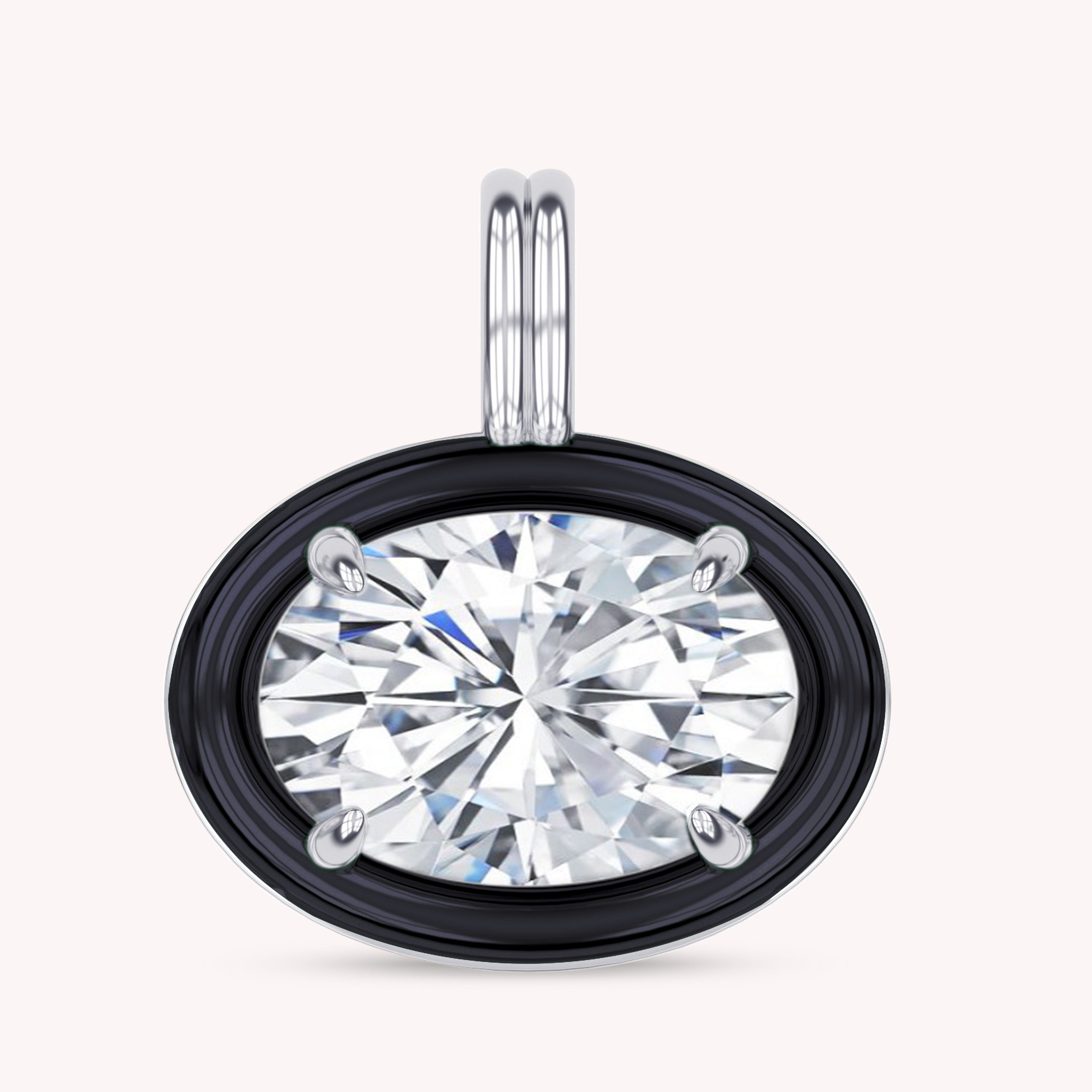 Solitaire Pendant Oval Cut Lab Created Moissanite Diamond