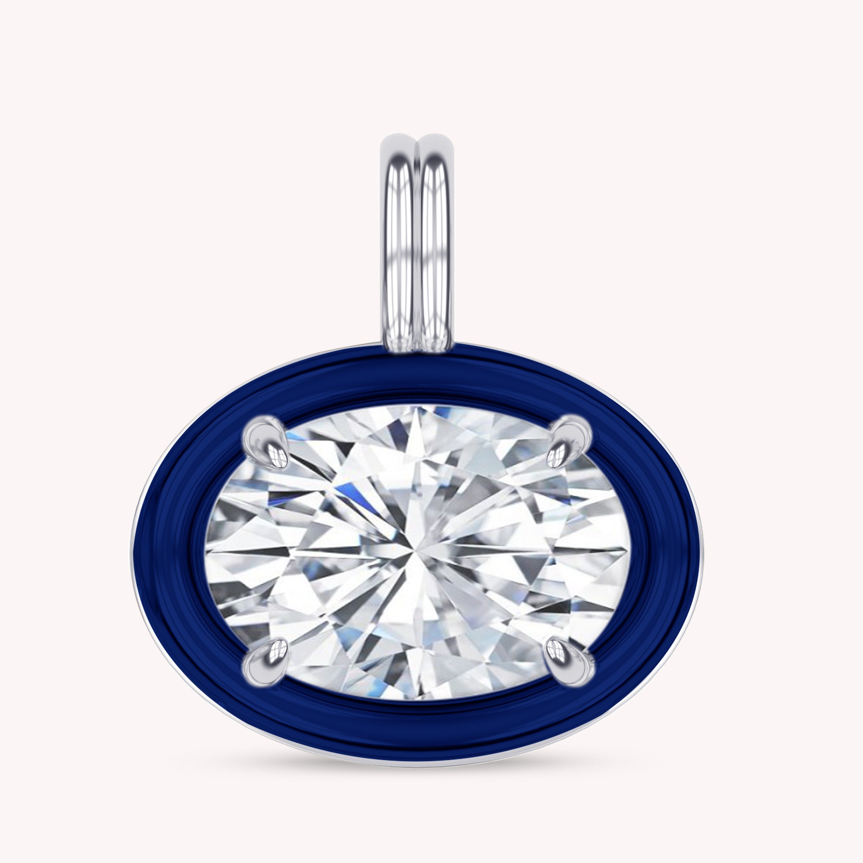 Solitaire Pendant Oval Cut Lab Created Moissanite Diamond