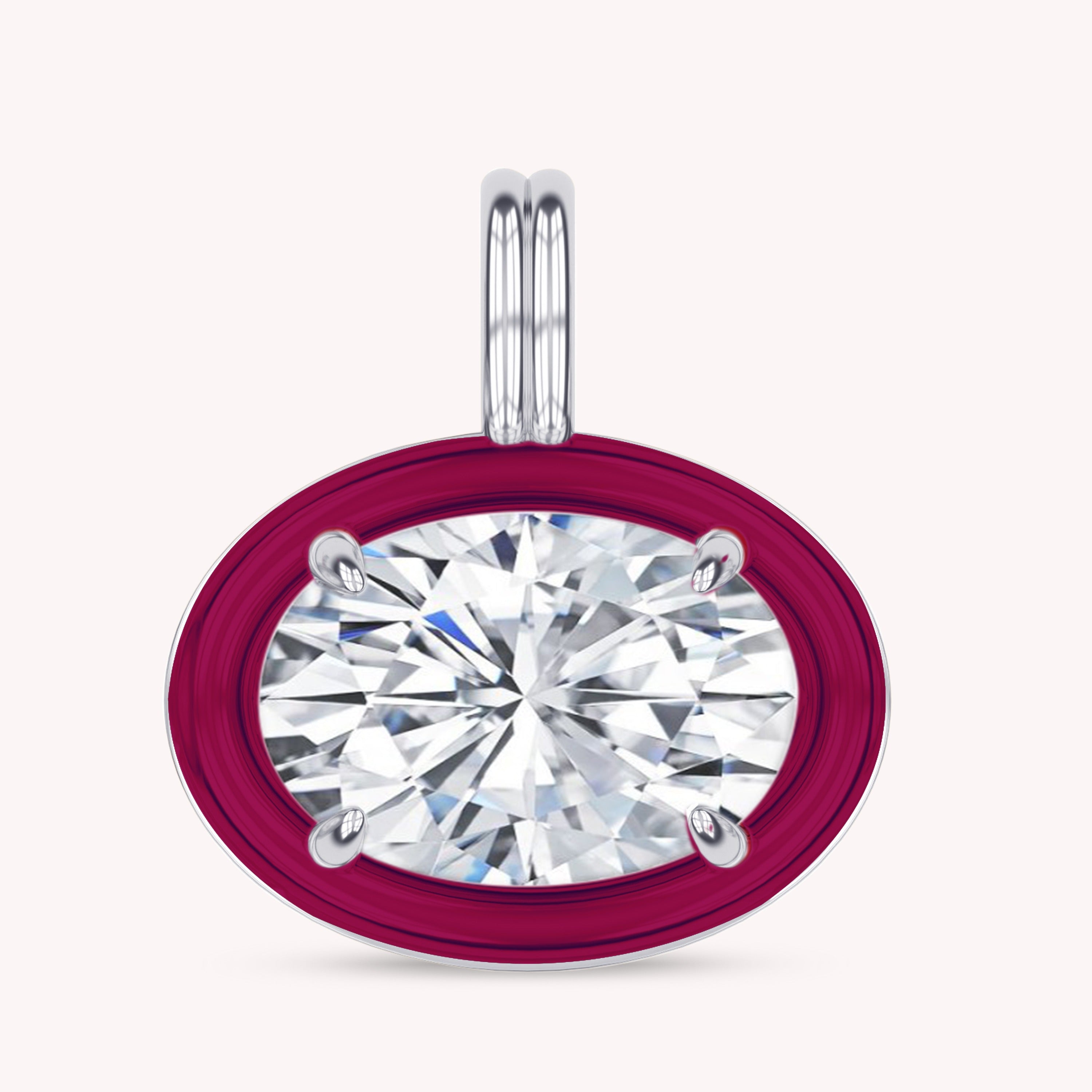 Solitaire Pendant Oval Cut Lab Created Moissanite Diamond