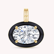 Solitaire Pendant Oval Cut Lab Created Moissanite Diamond