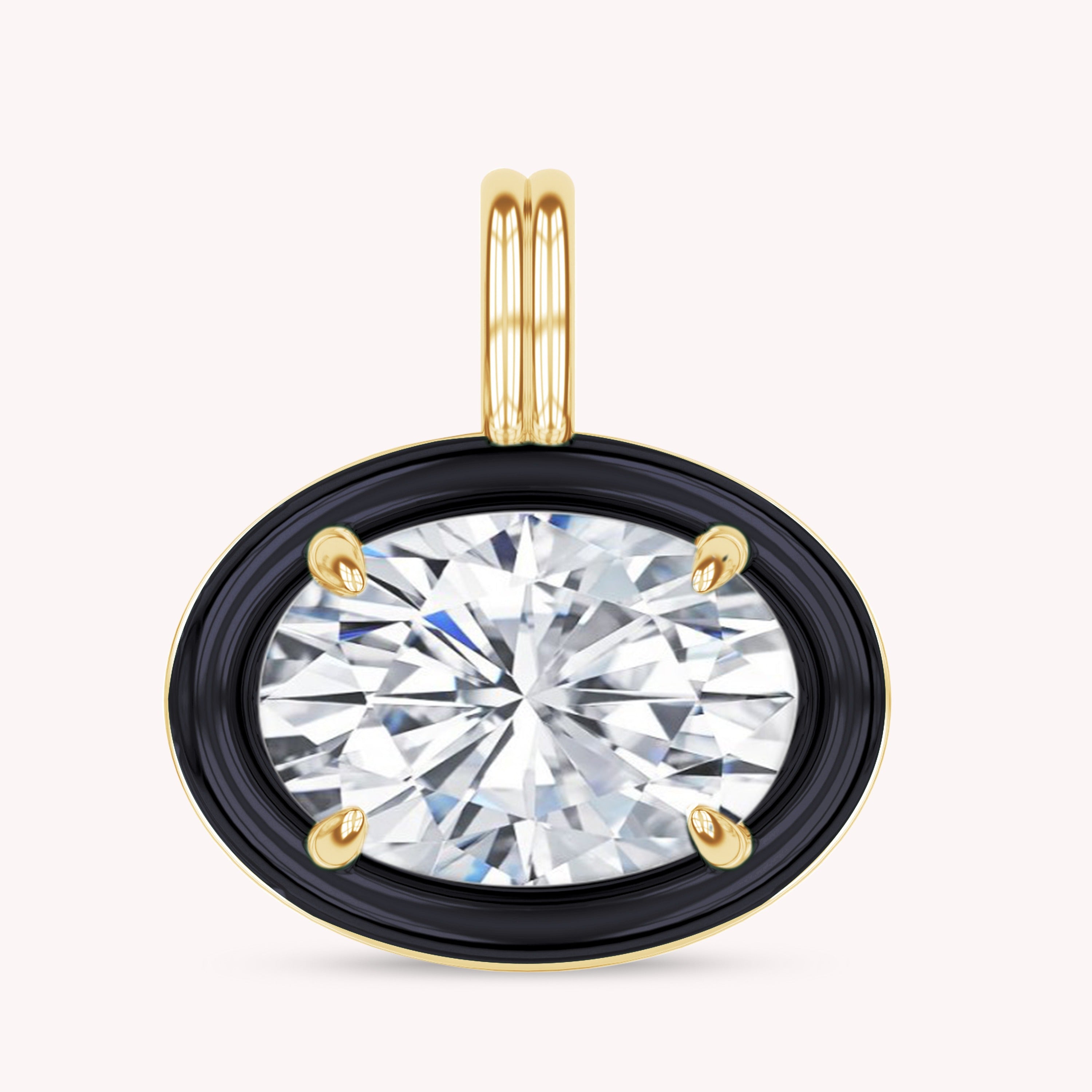 Solitaire Pendant Oval Cut Lab Created Moissanite Diamond