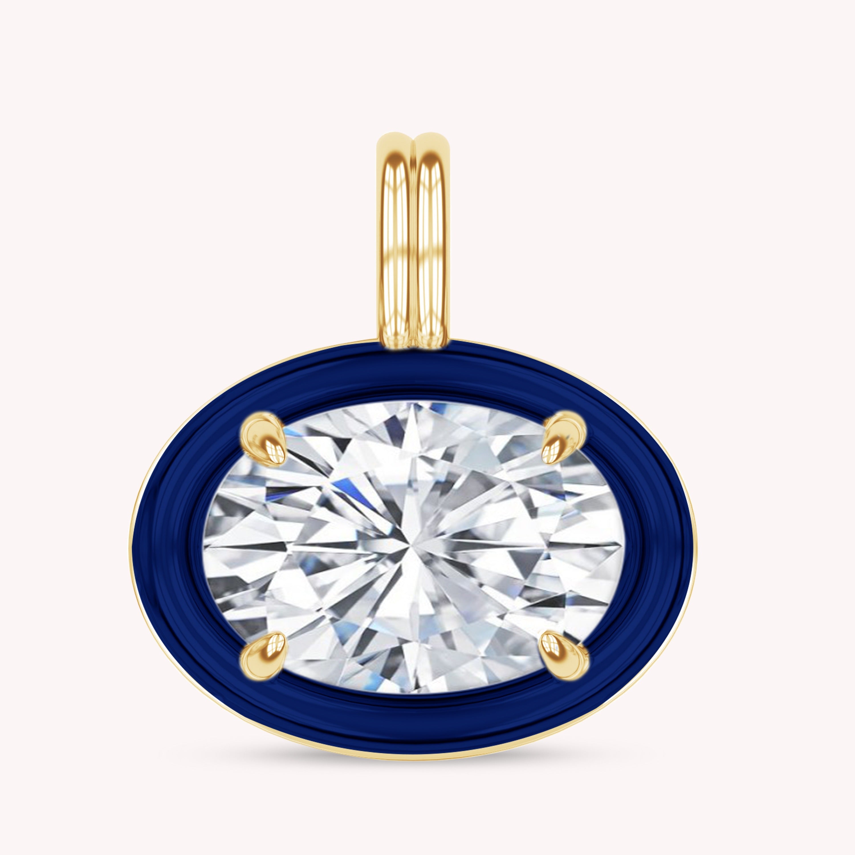 Solitaire Pendant Oval Cut Lab Created Moissanite Diamond
