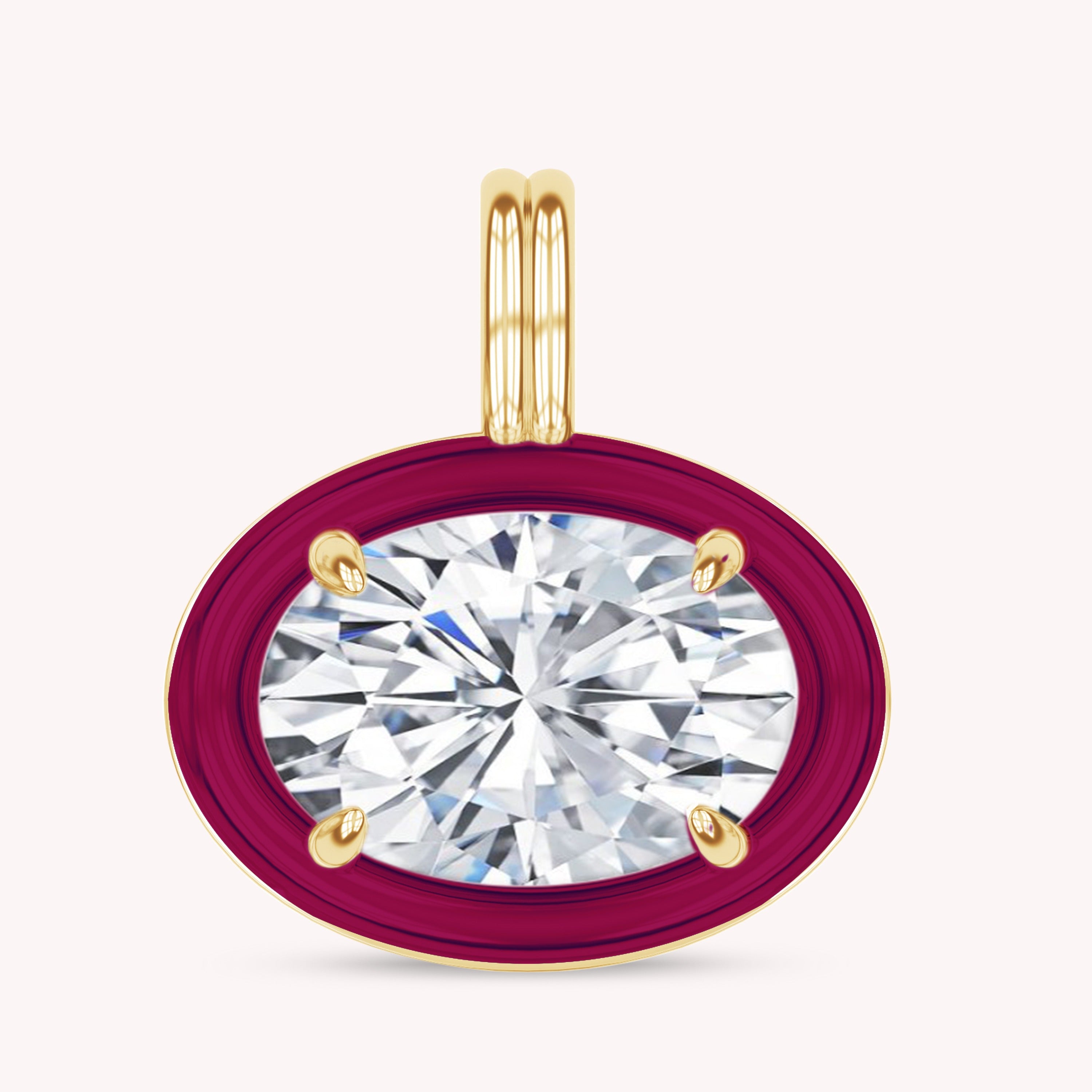 Solitaire Pendant Oval Cut Lab Created Moissanite Diamond