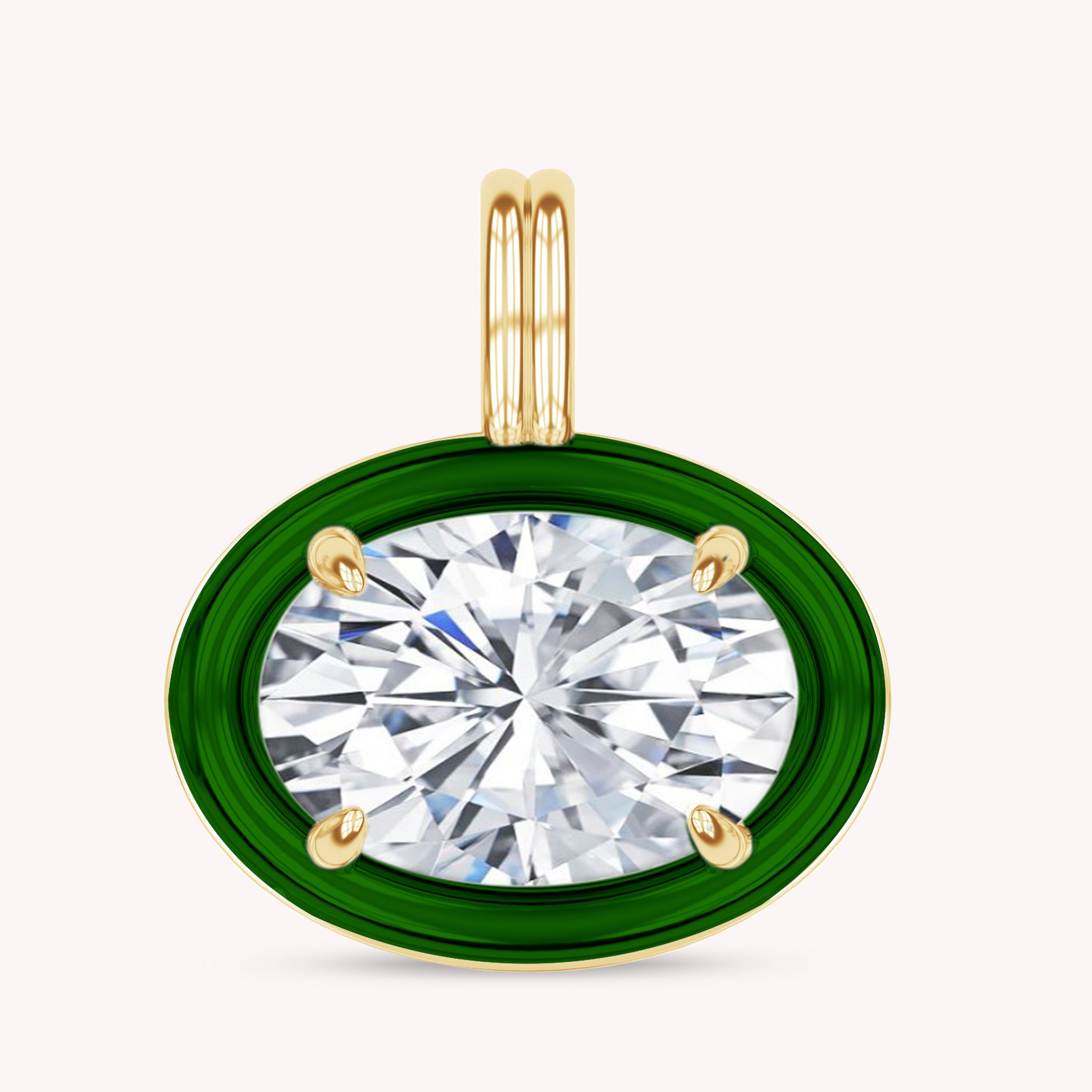 Solitaire Pendant Oval Cut Lab Created Moissanite Diamond
