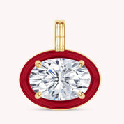 Solitaire Pendant Oval Cut Lab Created Moissanite Diamond