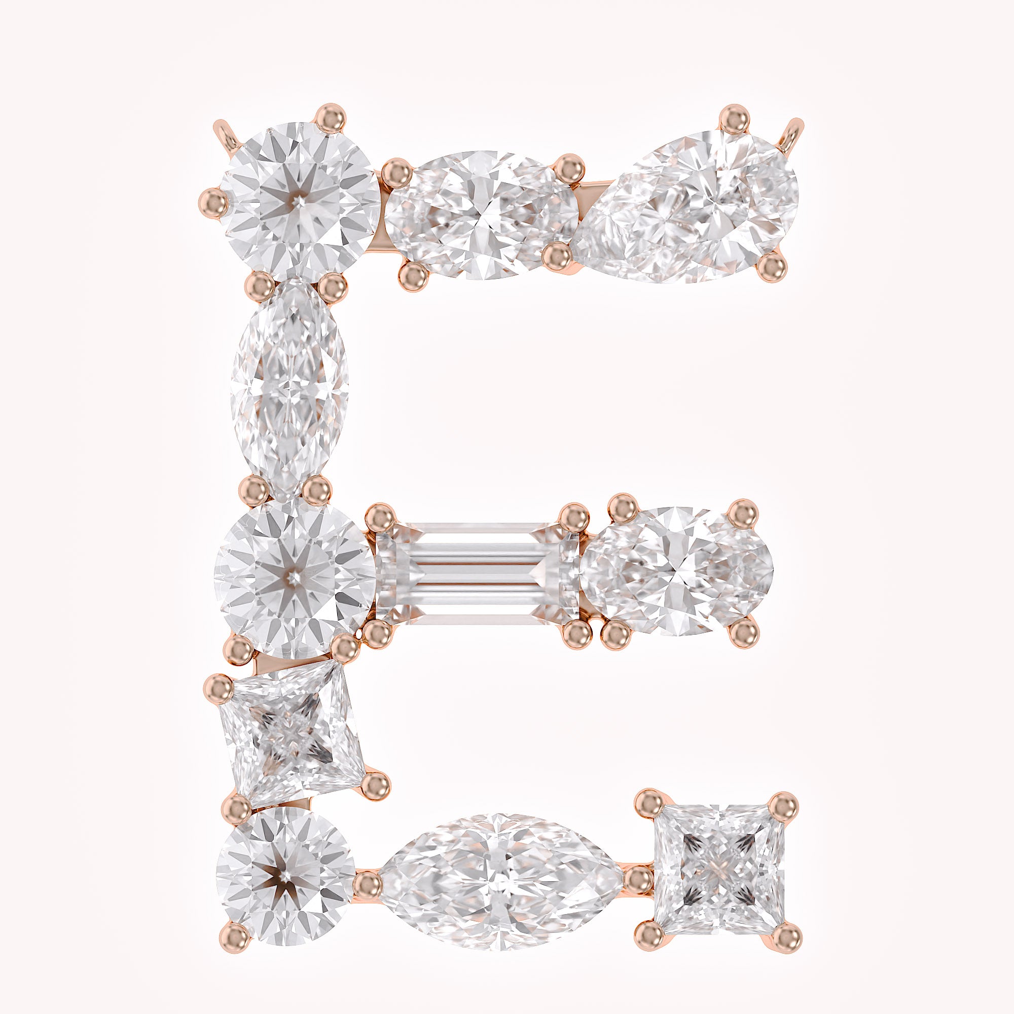 Initial Letter Pendant Multi Shape Lab Grown Diamond