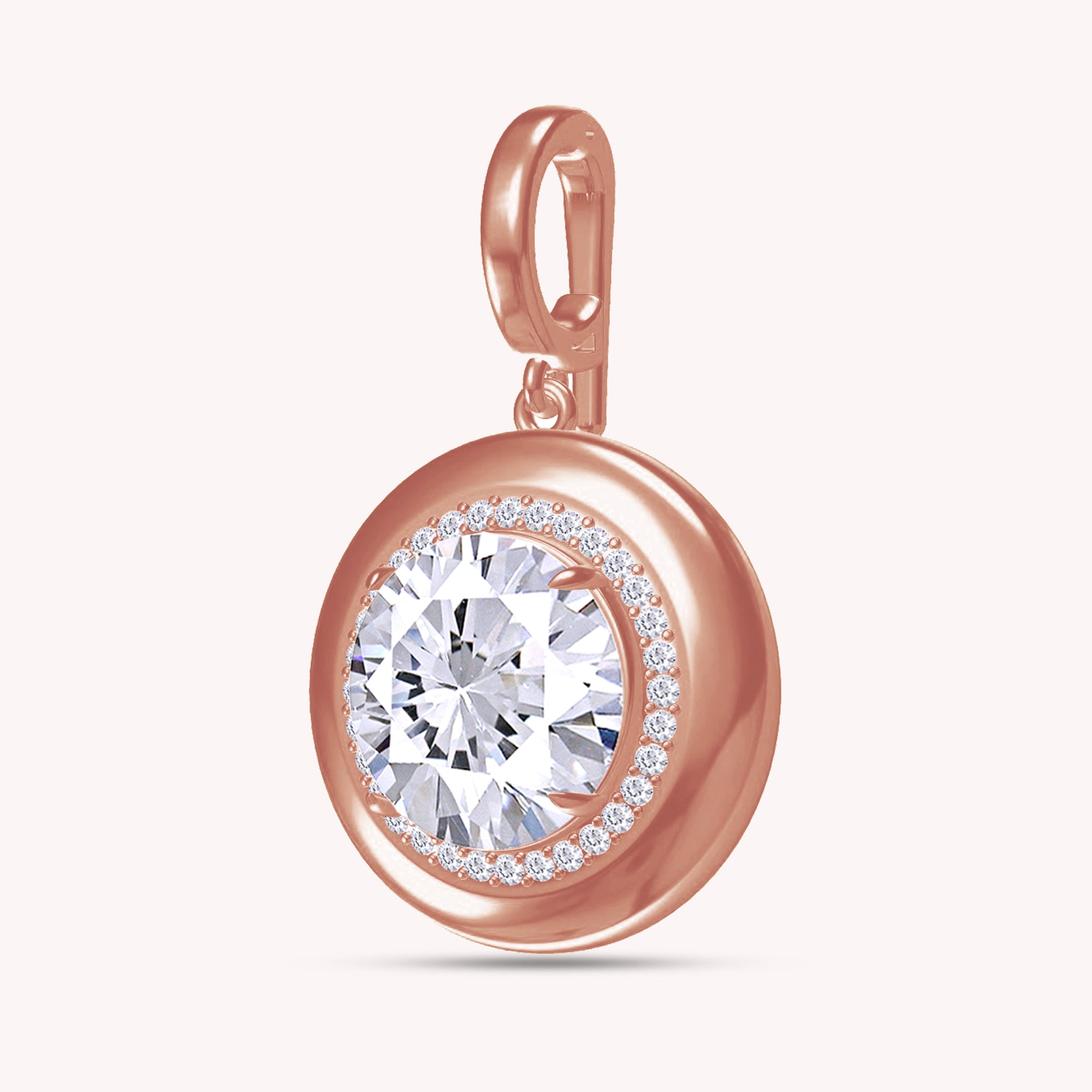 Lab Created Moissanite Halo Solitaire Pendant