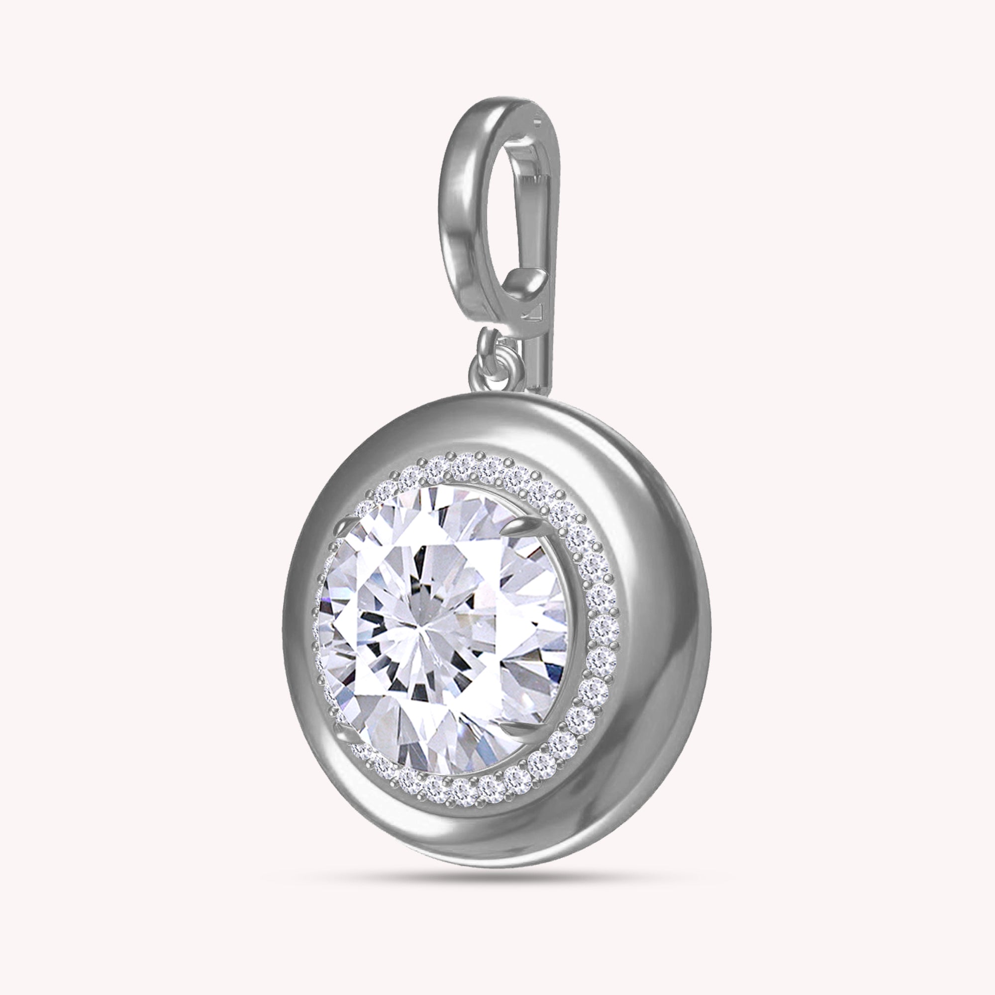 Lab Created Moissanite Halo Solitaire Pendant