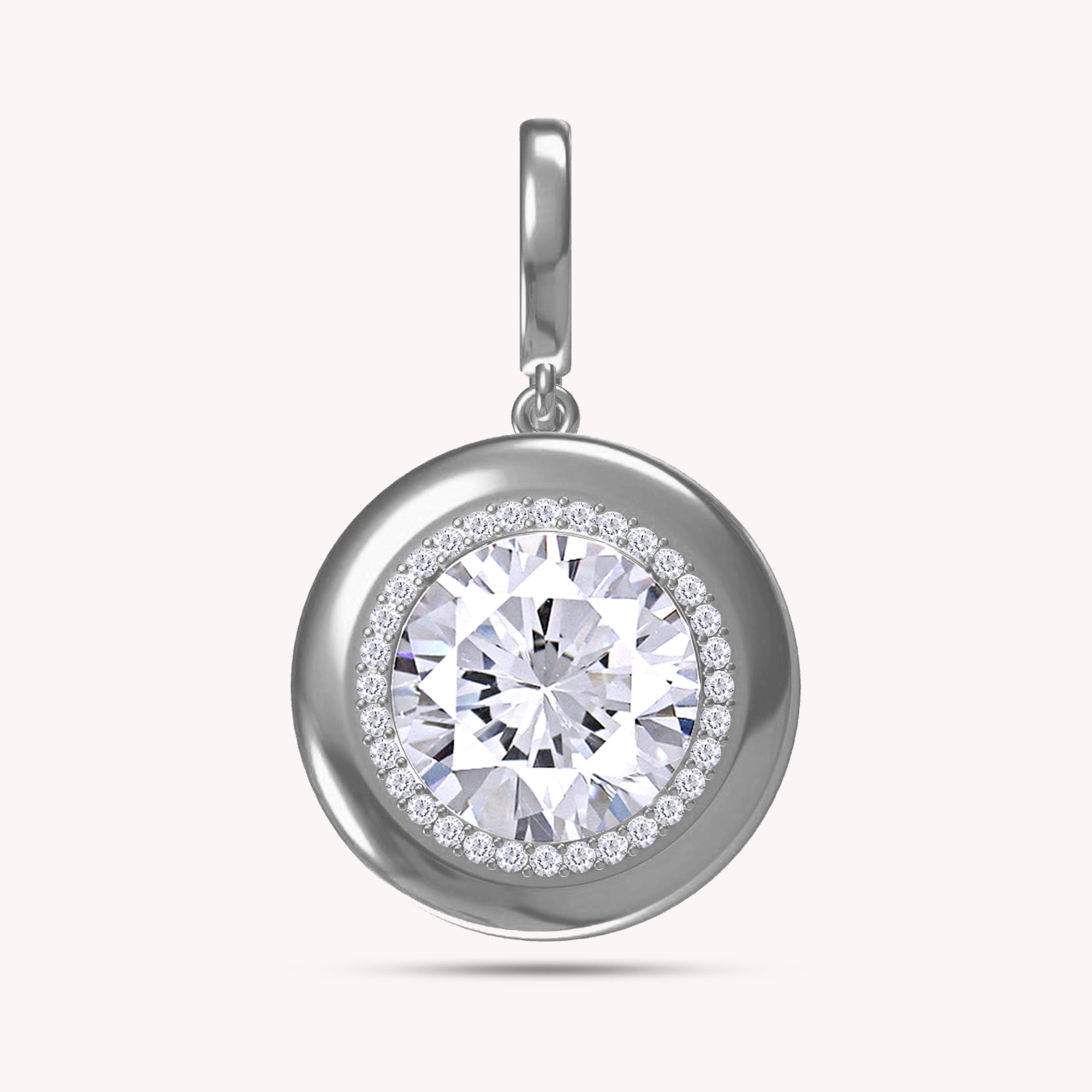 Lab Created Moissanite Halo Solitaire Pendant