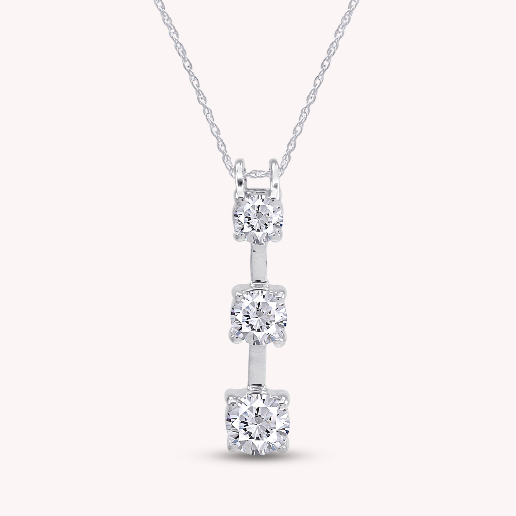 Past Present Future 3 Stone Pendant Necklace Sterling Silver
