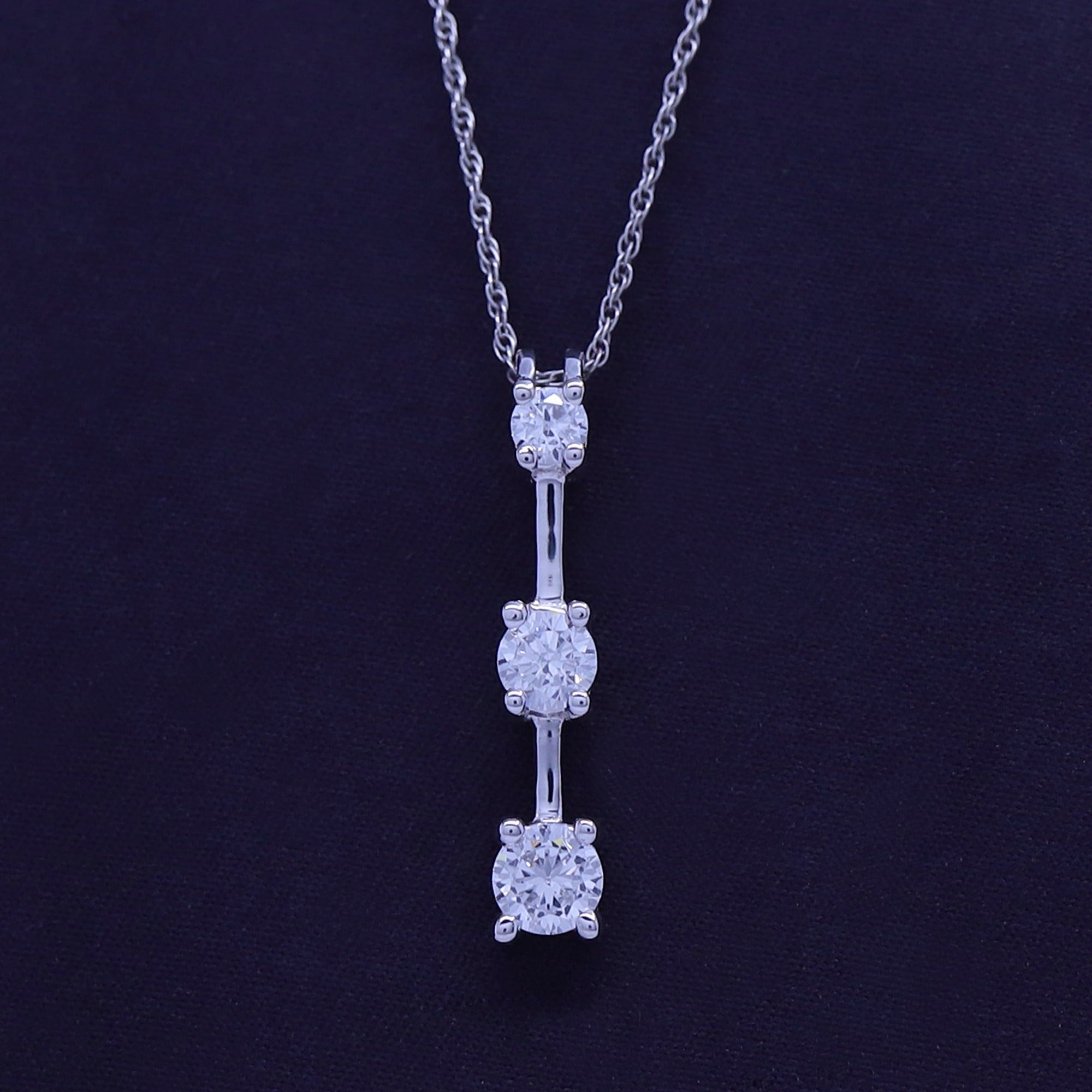 Past Present Future 3 Stone Pendant Necklace Sterling Silver