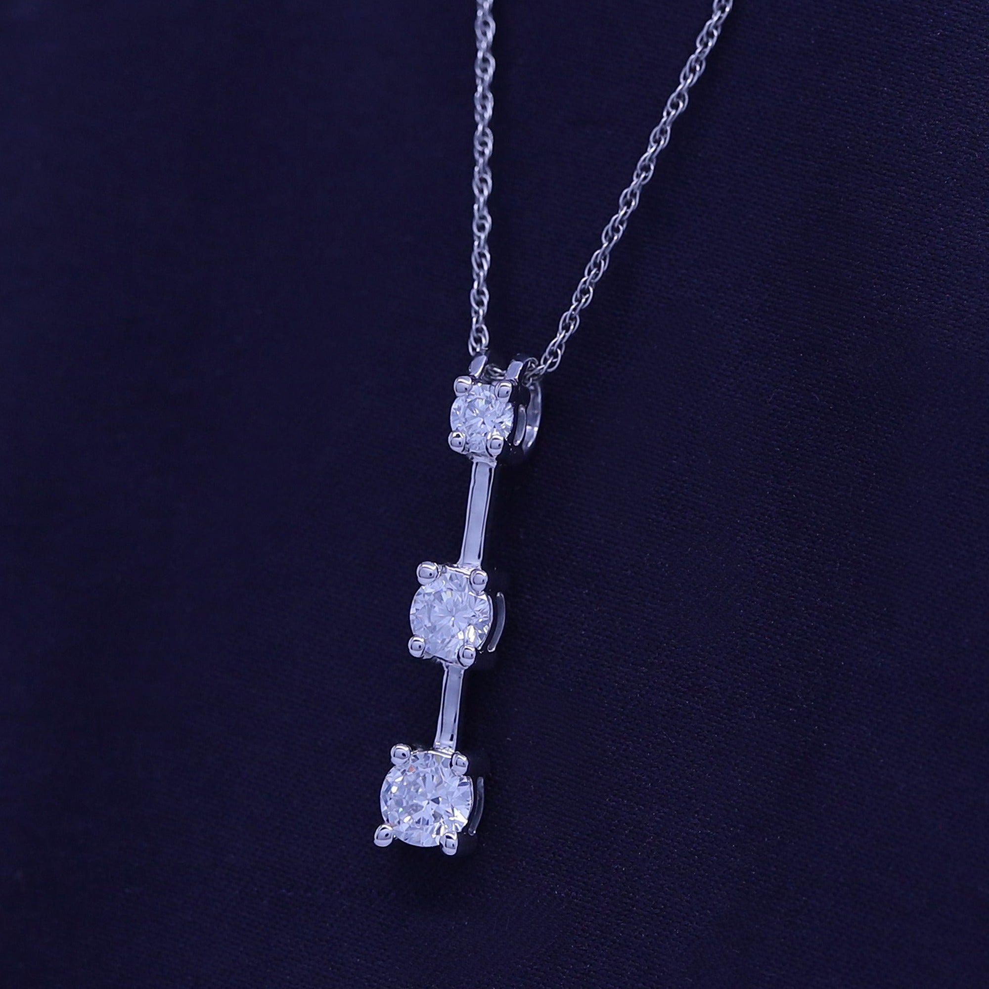 Past Present Future 3 Stone Pendant Necklace Sterling Silver