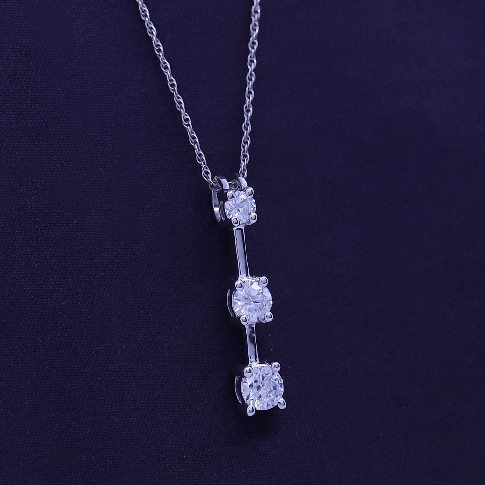 Past Present Future 3 Stone Pendant Necklace Sterling Silver