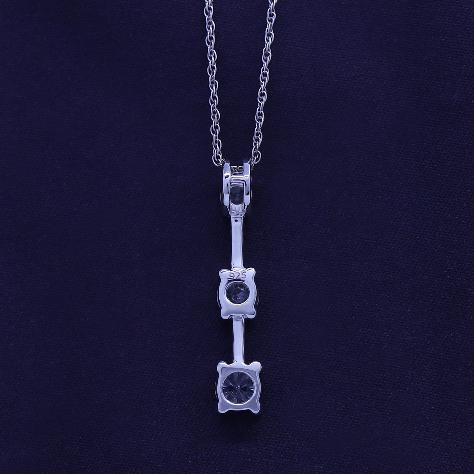 Past Present Future 3 Stone Pendant Necklace Sterling Silver