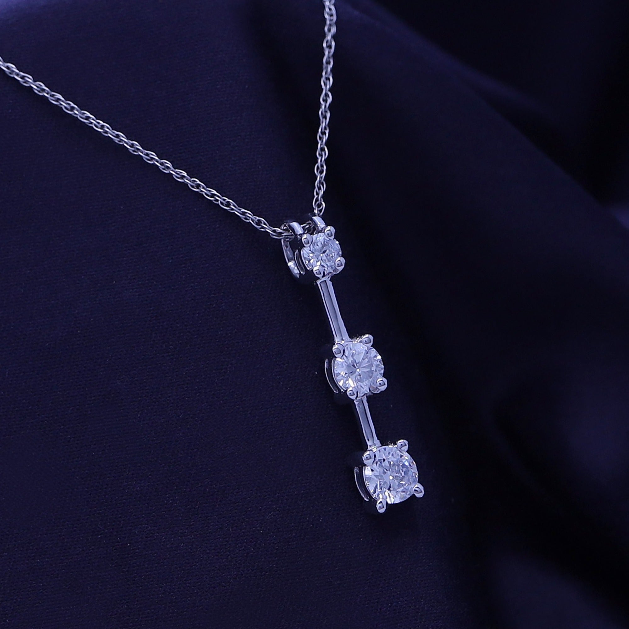 Past Present Future 3 Stone Pendant Necklace Sterling Silver
