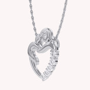 Mom And Child Heart Natural Diamond Pendant Necklace