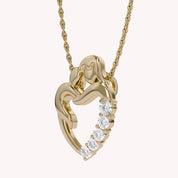 Mom And Child Heart Natural Diamond Pendant Necklace
