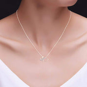 Round White Natural Diamond Bunny Infinity Pendant Necklace