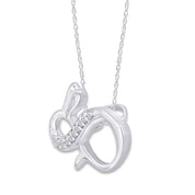 Round White Natural Diamond Bunny Infinity Pendant Necklace