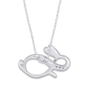 Round White Natural Diamond Bunny Infinity Pendant Necklace