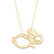 Round White Natural Diamond Bunny Infinity Pendant Necklace