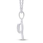White Natural Diamond Flip Flop Pendant Necklace for Women