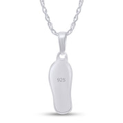 White Natural Diamond Flip Flop Pendant Necklace for Women