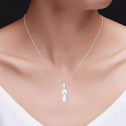 White Natural Diamond Flip Flop Pendant Necklace for Women