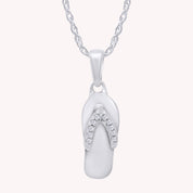 White Natural Diamond Flip Flop Pendant Necklace for Women