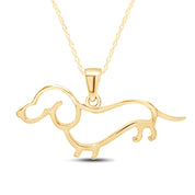 Dachshund Dog Charm Pendant Necklace 925 Sterling Silver