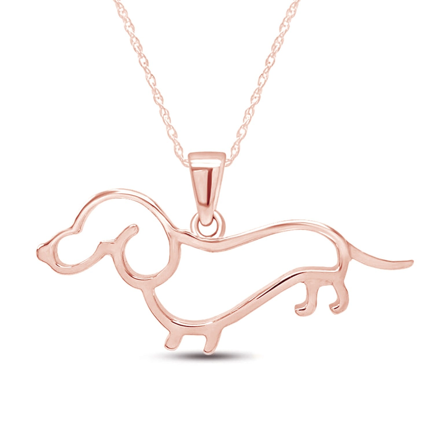Dachshund Dog Charm Pendant Necklace 925 Sterling Silver