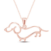 Dachshund Dog Charm Pendant Necklace 925 Sterling Silver
