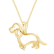 Dachshund Dog Charm Pendant Necklace 925 Sterling Silver