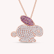 14k Gold Over Sterling Silver Simulated Tourmaline & White CZ Bunny Pendant Necklace