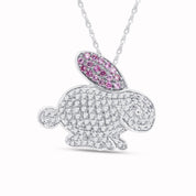 14k Gold Over Sterling Silver Simulated Tourmaline & White CZ Bunny Pendant Necklace