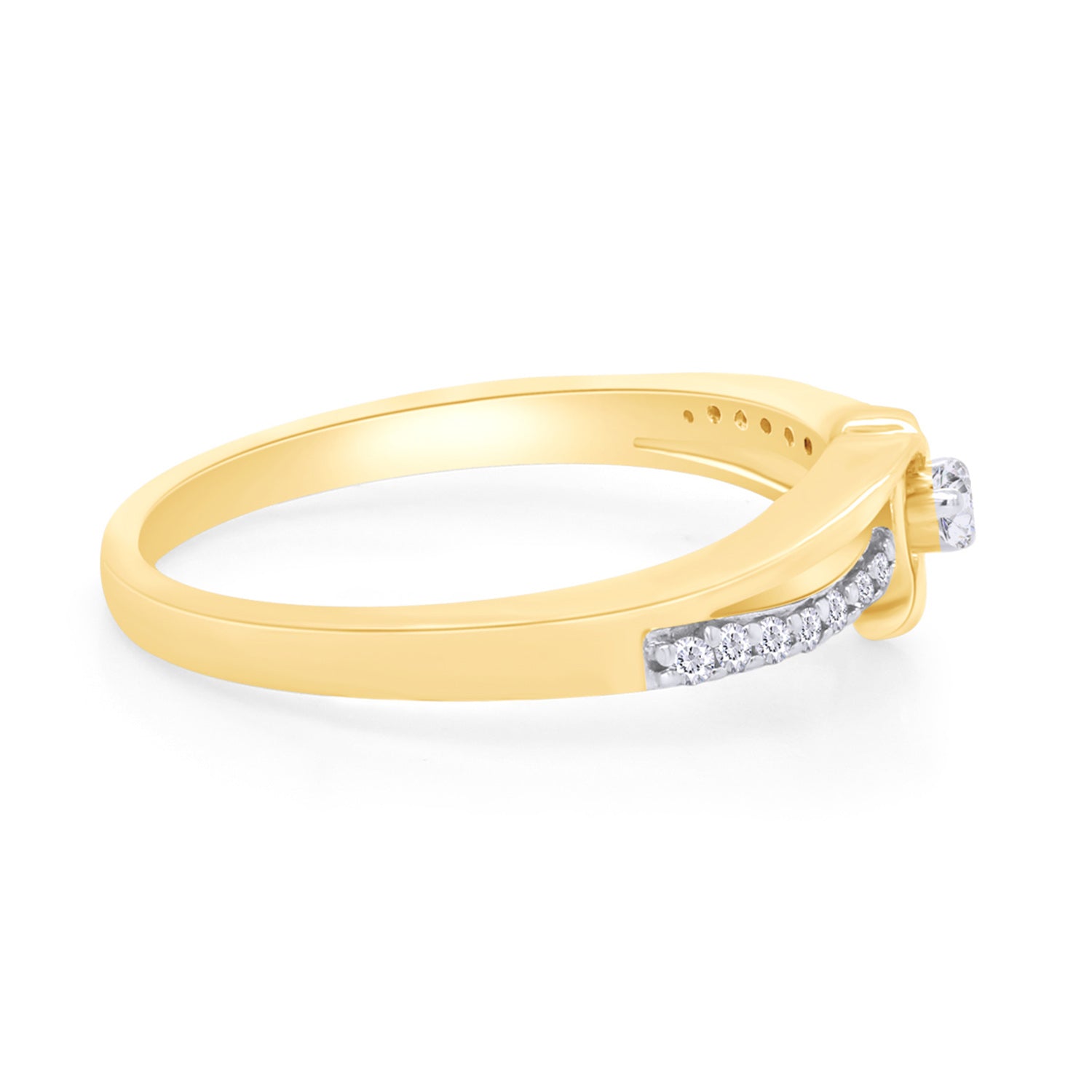 1/10 Carat Round Cut White Natural Diamond Split Shank Heart Promise Ring In 925 Sterling Silver