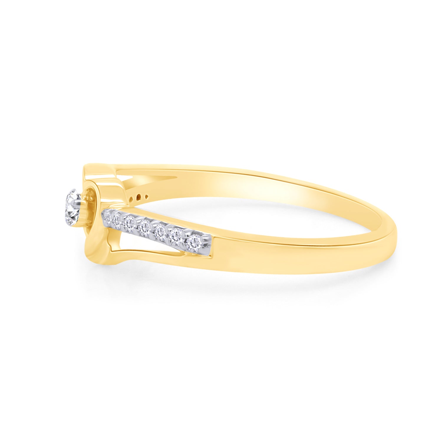 1/10 Carat Round Cut White Natural Diamond Split Shank Heart Promise Ring In 925 Sterling Silver