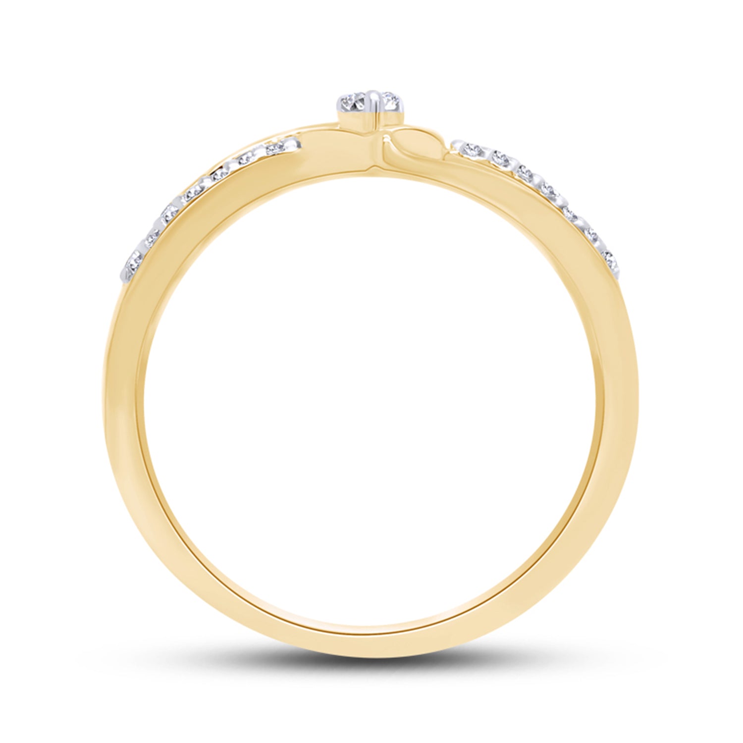 1/10 Carat Round Cut White Natural Diamond Split Shank Heart Promise Ring In 925 Sterling Silver