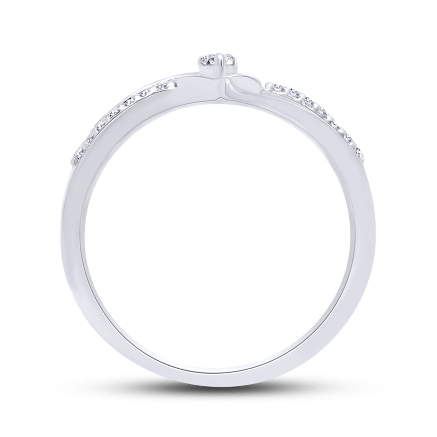 1/10 Carat Round Cut White Natural Diamond Split Shank Heart Promise Ring In 925 Sterling Silver