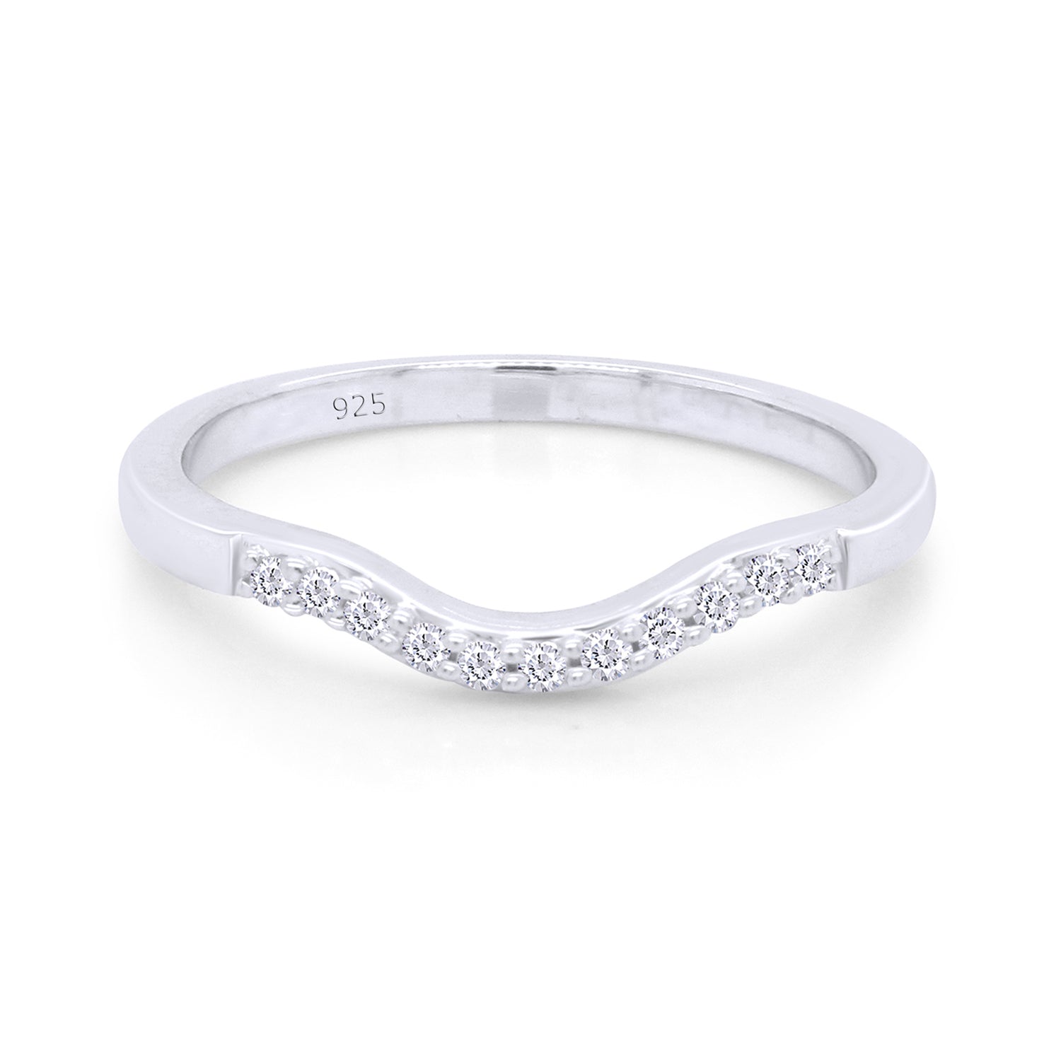 Curved Wedding Band Ring Natural Diamond