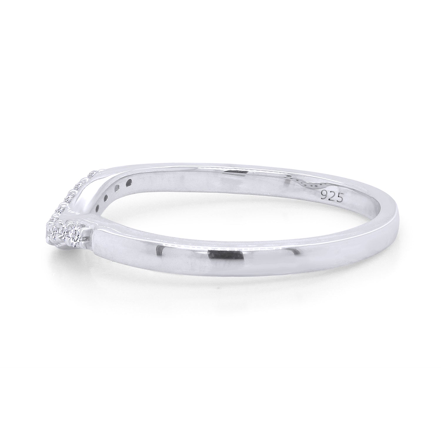 Curved Wedding Band Ring Natural Diamond