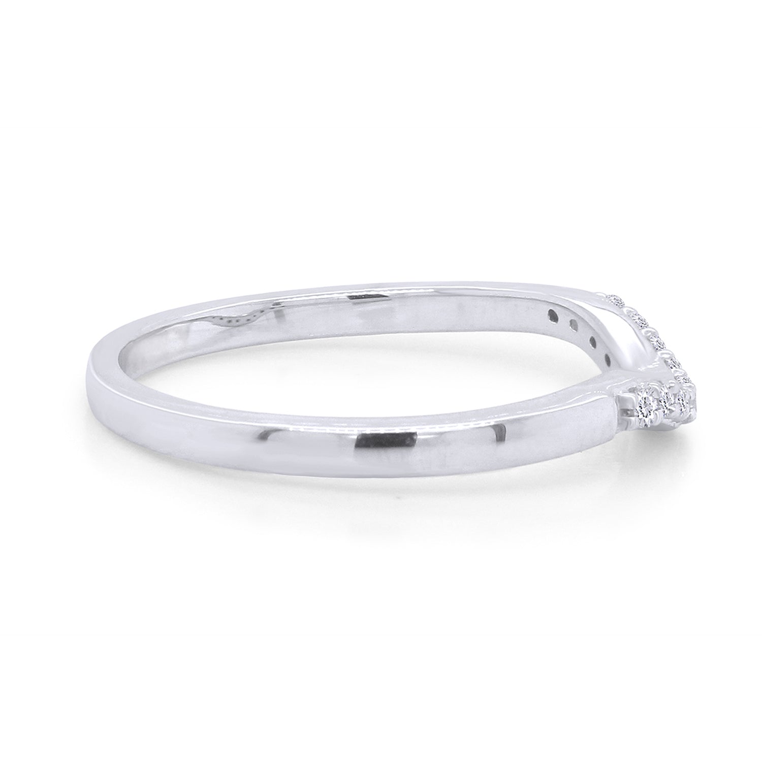 Curved Wedding Band Ring Natural Diamond