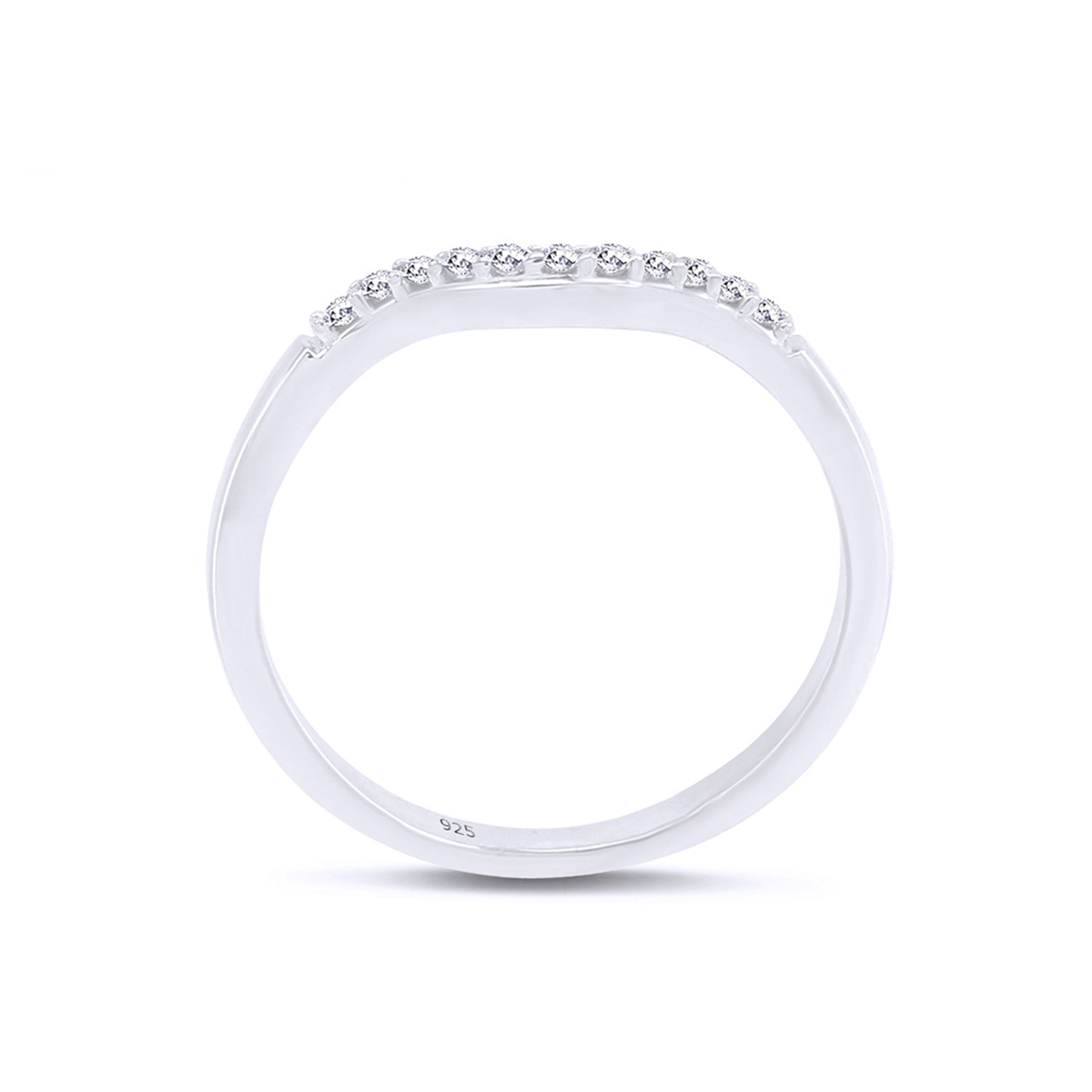 Curved Wedding Band Ring Natural Diamond