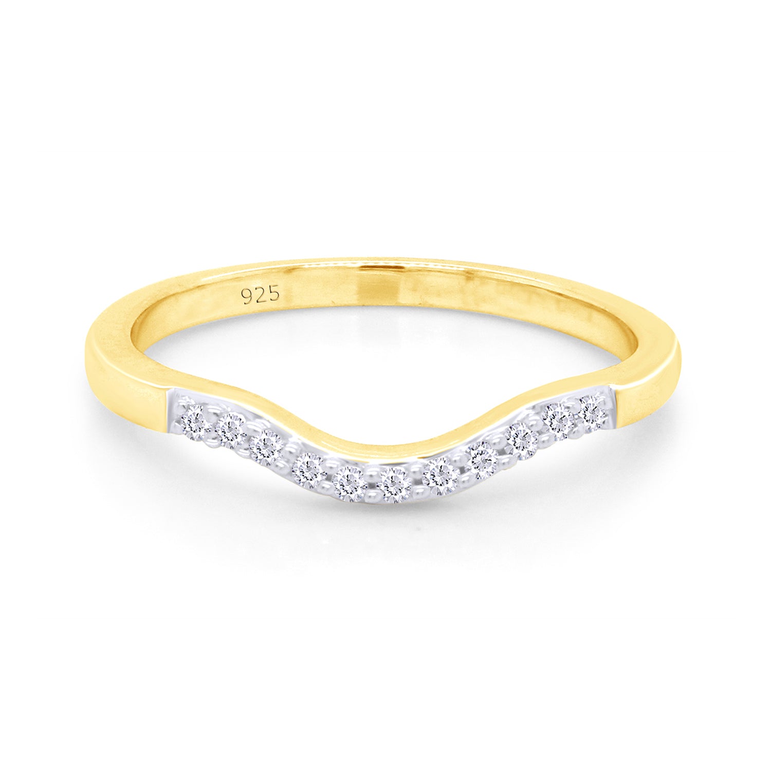 Curved Wedding Band Ring Natural Diamond