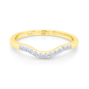 Curved Wedding Band Ring Natural Diamond